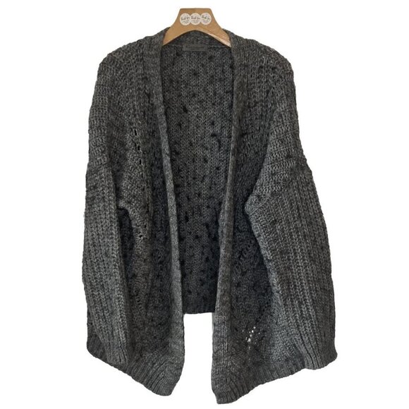 Elsamanda Open Front Chunky Alpaca Wool Blend Oversized Sweater Made In Italy-L - Picture 2 of 16